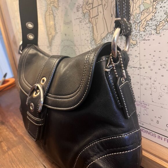 Vintage Y2K Coach Black Leather Soho Shoulder Bag - Picture 2 of 16